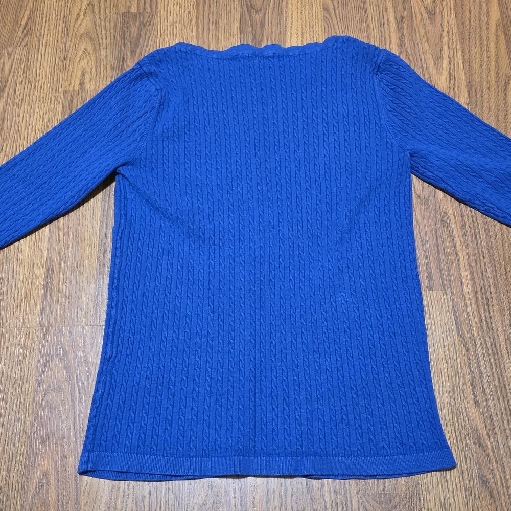 Tommy Hilfiger Youth Girls Blue Cable Knit Boatneck Sweater Large E28 - Picture 6 of 6